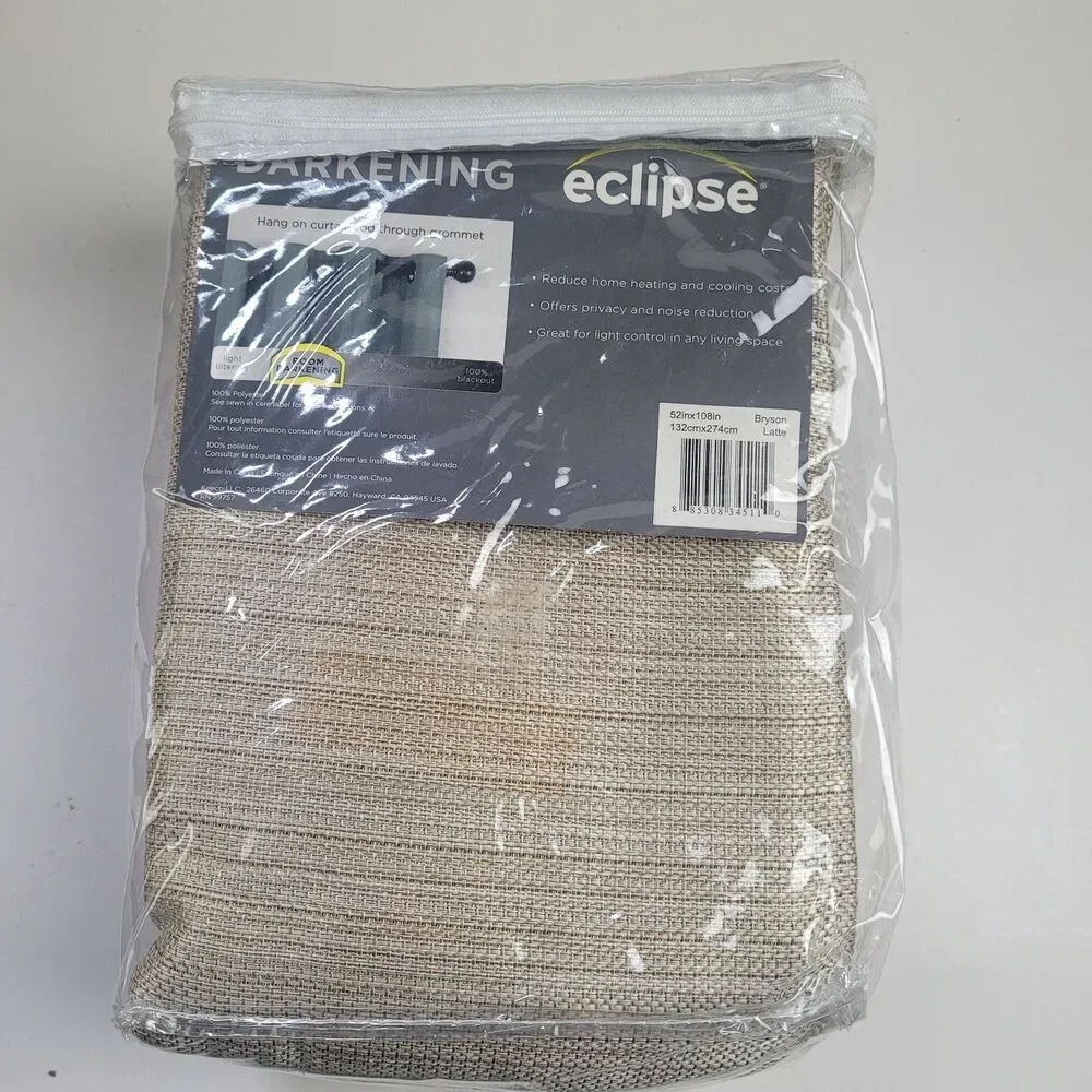 NEW Eclipse Absolute Zero 52 x 108 One Grommet curtain panel 'Latte'' #CT180